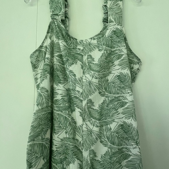 P. Cill Island In The Sun Linen Viscose Jumpsuit Green Leaf Print Size XL - Picture 12 of 16